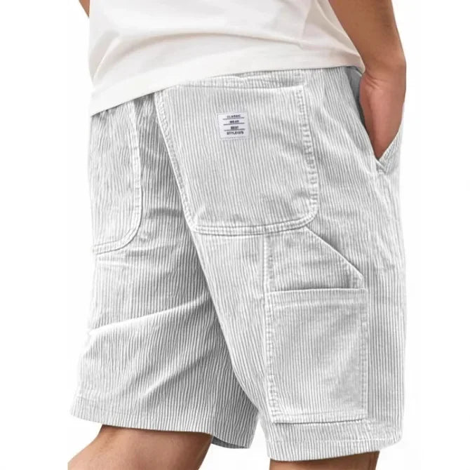Men’s Corduroy Elastic-Waist Cargo Shorts