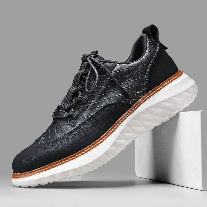 Men's Genuine Leather Casual Mesh Sneakers