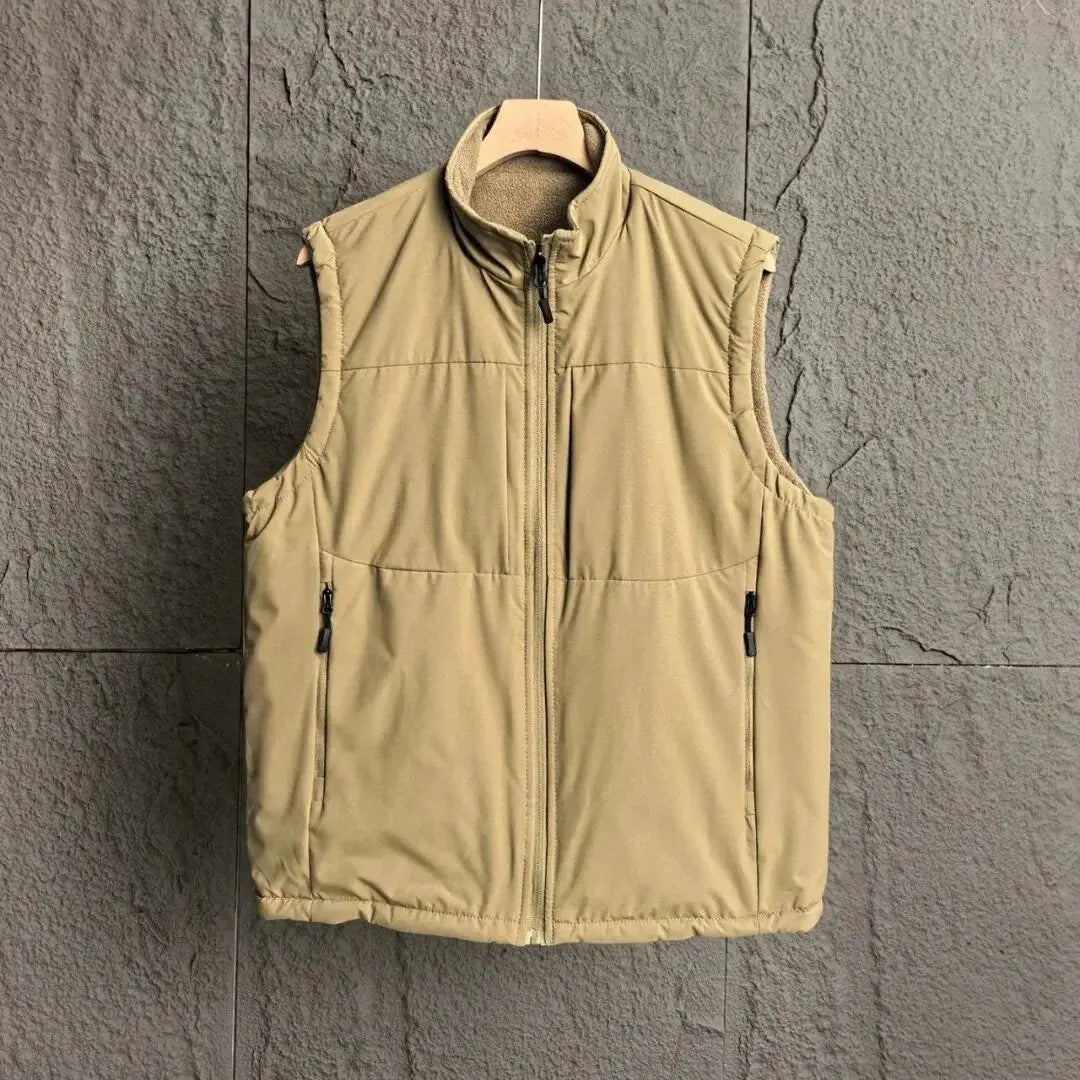 Men's Nylon Blend Vest Full Zip Sleeveless Collar Gilet