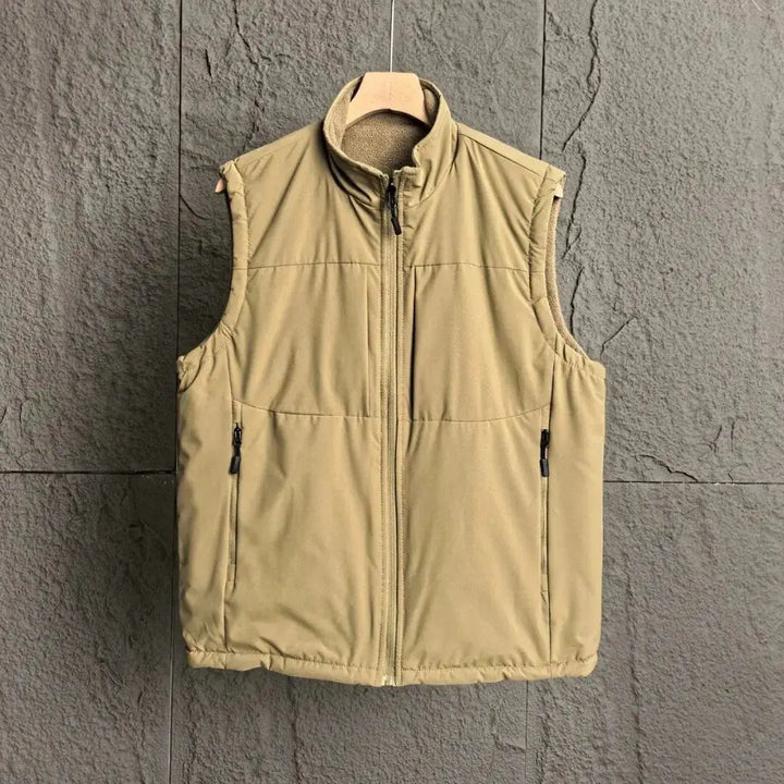 Men's Nylon Blend Vest Full Zip Sleeveless Collar Gilet