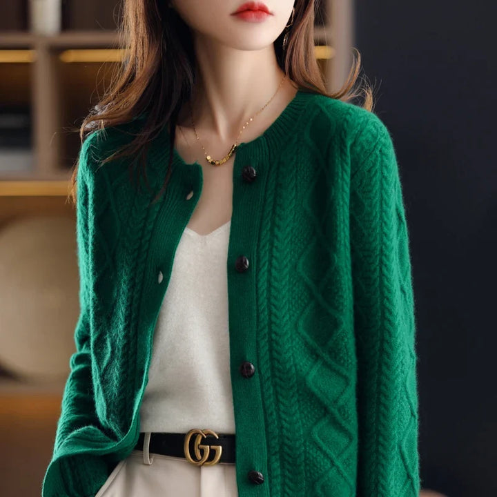 Women's Wool Cardigan Knit Button Up Sweater