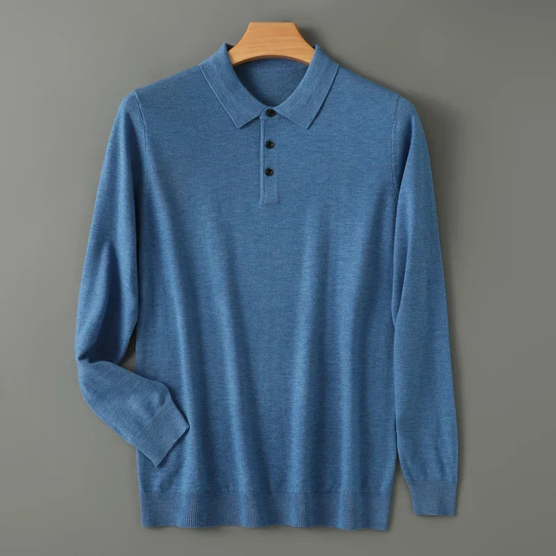 Pull polo en maille à manches longues pour homme