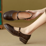 Women's Leather Mary Jane Block-Heel Shoes