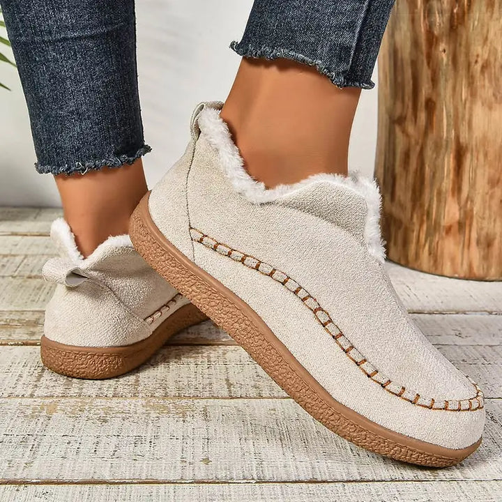 Women's Suede Moccasin Ankle Boots Flat Shoes