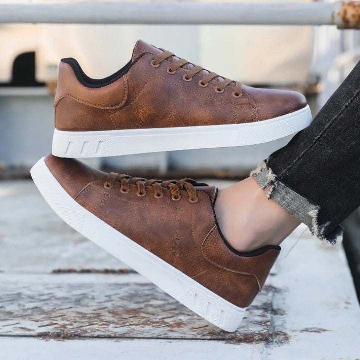Leather Men's Sneakers Summer Lightweight Casual Walking Shoes