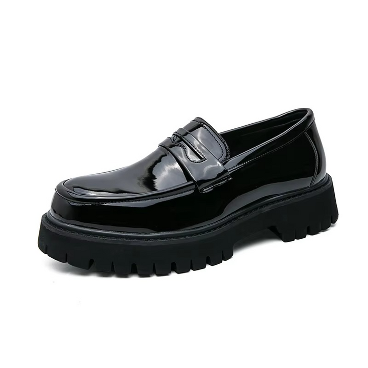 Women's Chunky Platform Leather Loafers Slip On Dress Shoes