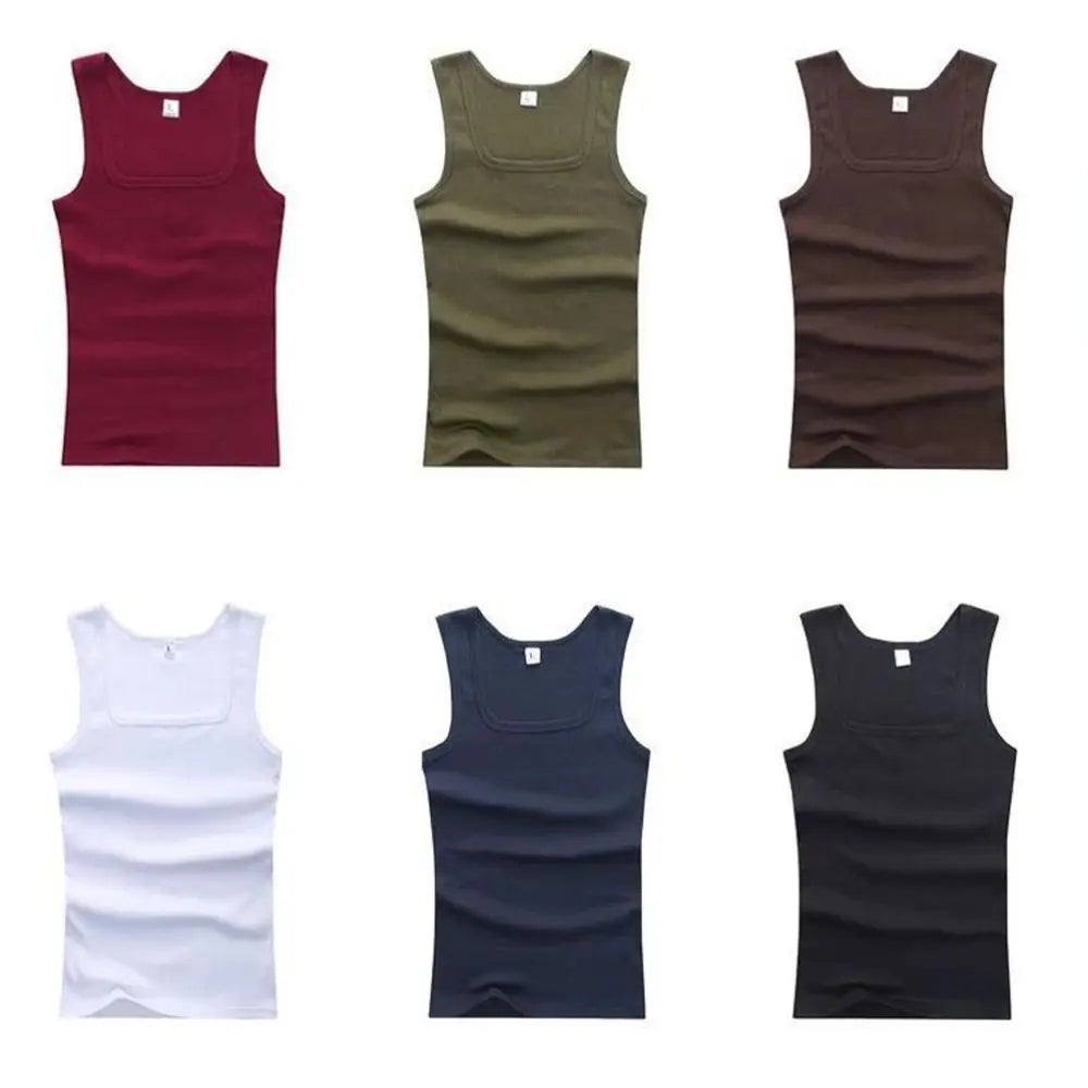 Men's Ribbed Knit Athletic Vest Undershirt Gym Tank Top