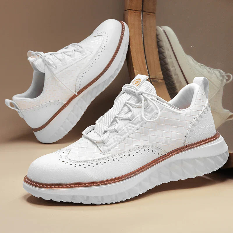 Men's Genuine Leather Casual Mesh Sneakers
