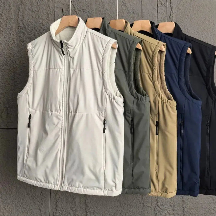 Men's Nylon Blend Vest Full Zip Sleeveless Collar Gilet