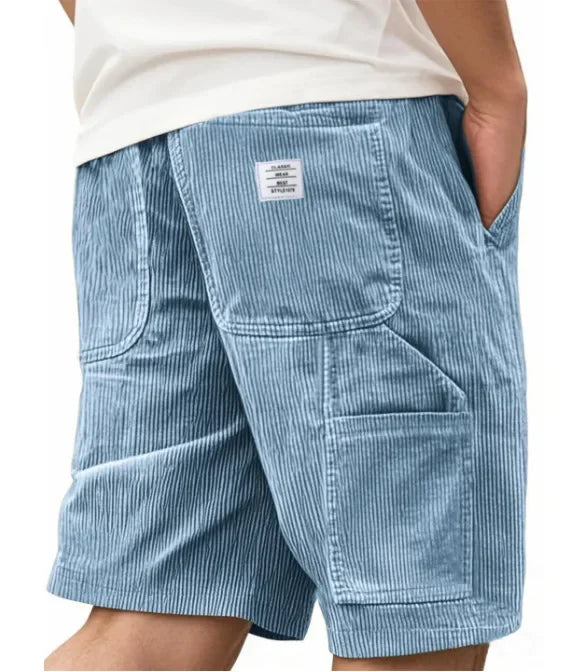 Men’s Corduroy Elastic-Waist Cargo Shorts