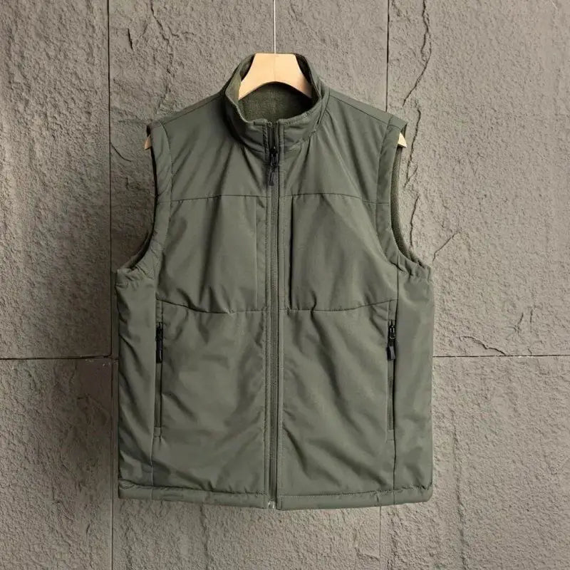 Men's Nylon Blend Vest Full Zip Sleeveless Collar Gilet