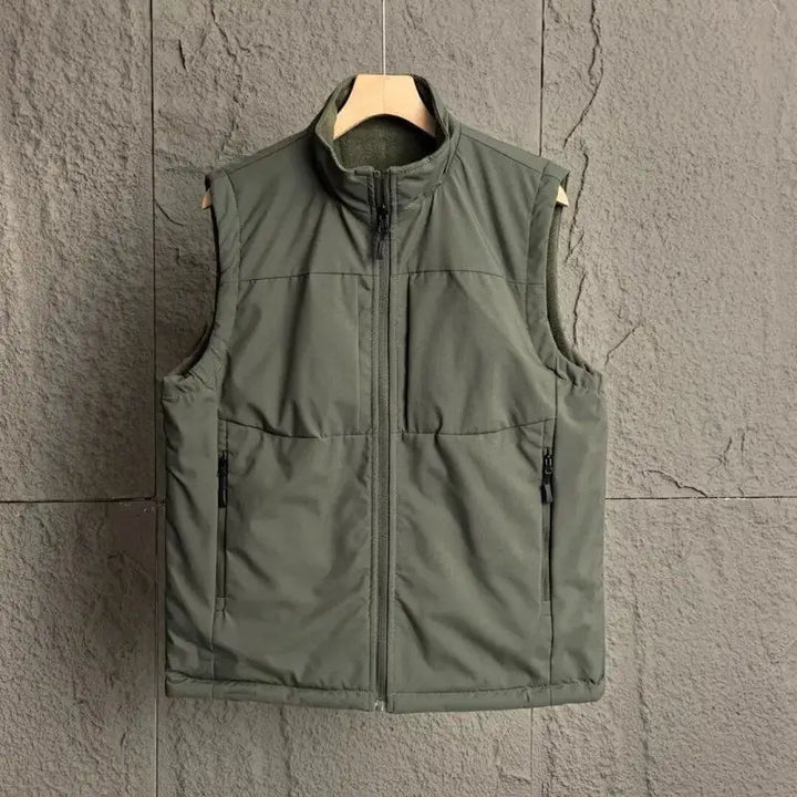 Men's Nylon Blend Vest Full Zip Sleeveless Collar Gilet