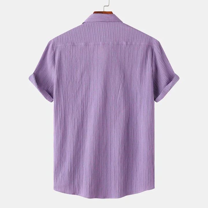 Men's Linen Short Sleeve Shirt Button Up Relaxed Fit Casual Top