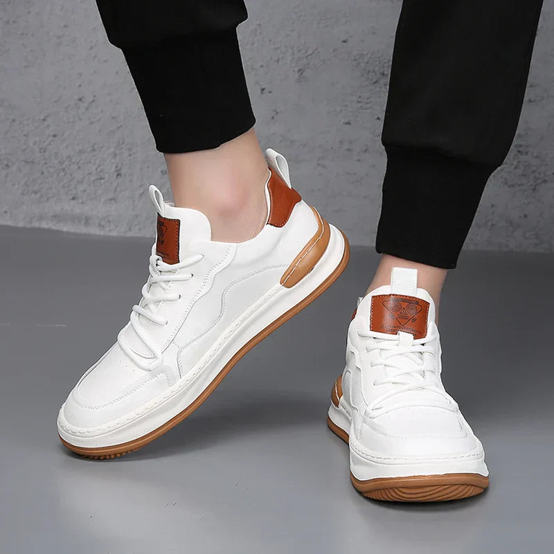 Men's Leather Fashion Sneakers Casual Walking Shoes