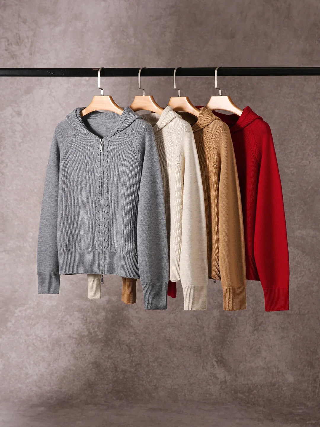 Women's Knit Hoodie Pullover Zip Up Jumper Sweatshirt