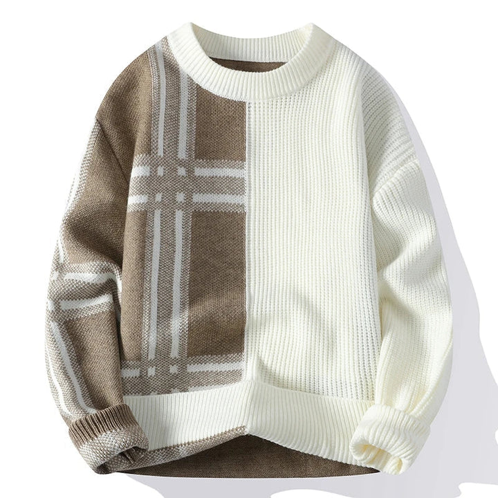 Męski sweter dziany oversize z okrągłym dekoltem