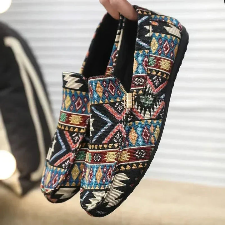 Mocassins à enfiler pour homme en toile à motifs géométriques