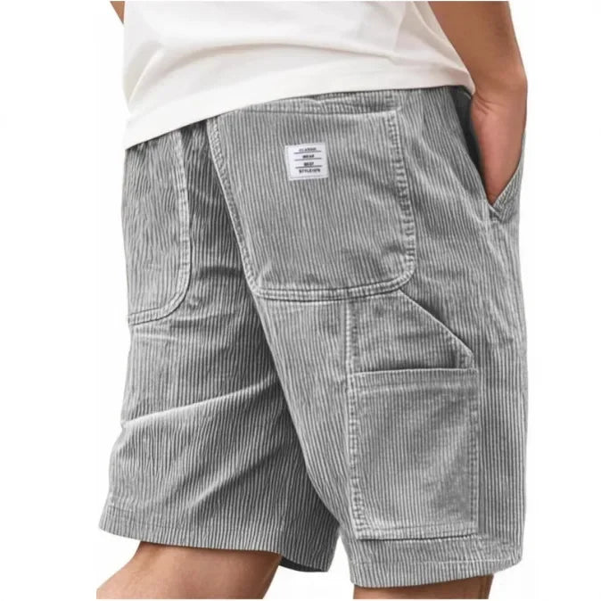 Men’s Corduroy Elastic-Waist Cargo Shorts