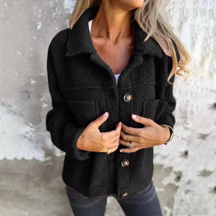 Women's Fleece Jacket Button Down Shacket Loose Cozy Outerwear