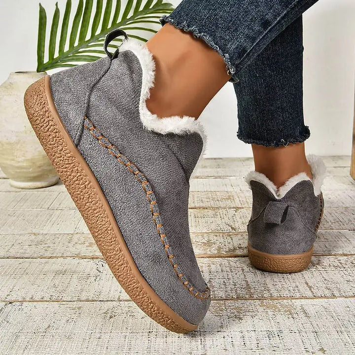 Women's Suede Moccasin Ankle Boots Flat Shoes