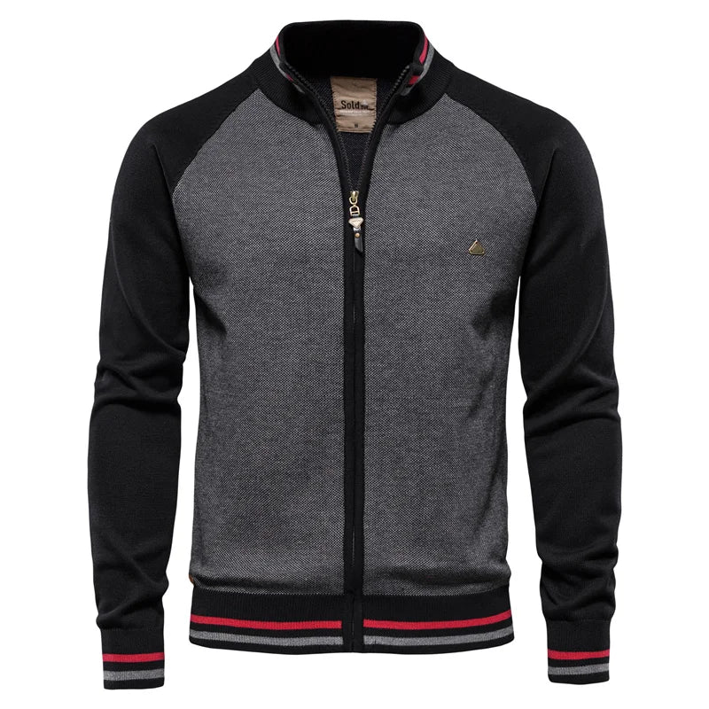 Men's Knit Zip Up Bomber Jacket Cardigan
