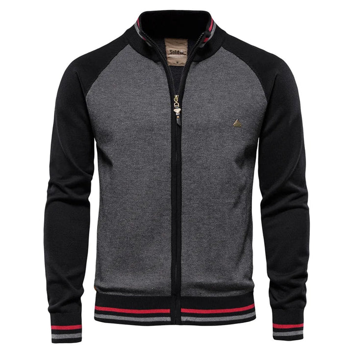 Men's Knit Zip Up Bomber Jacket Cardigan