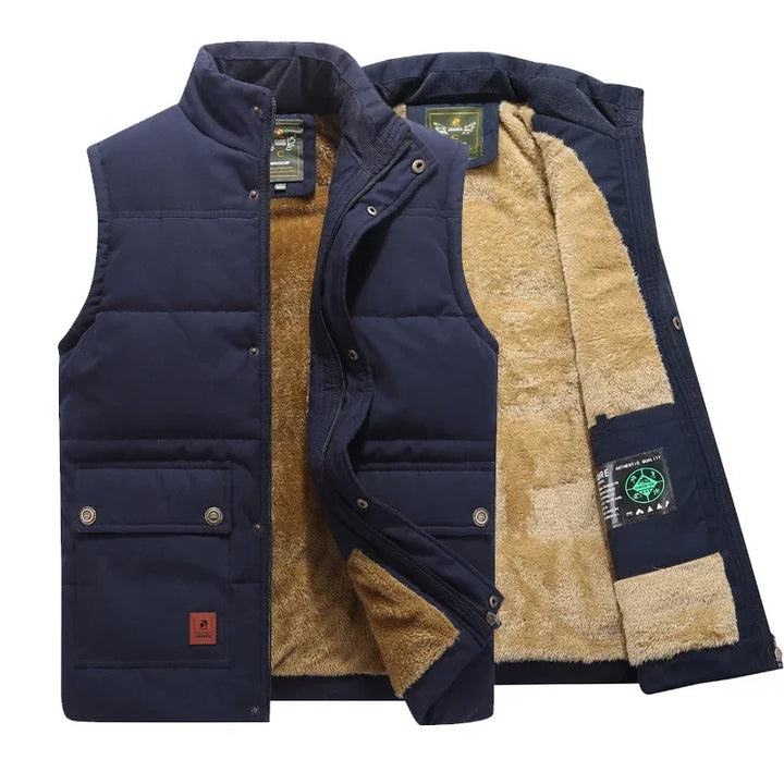 Men's Fleece-Lined Puffer Gilet Thermal Stand Collar Vest