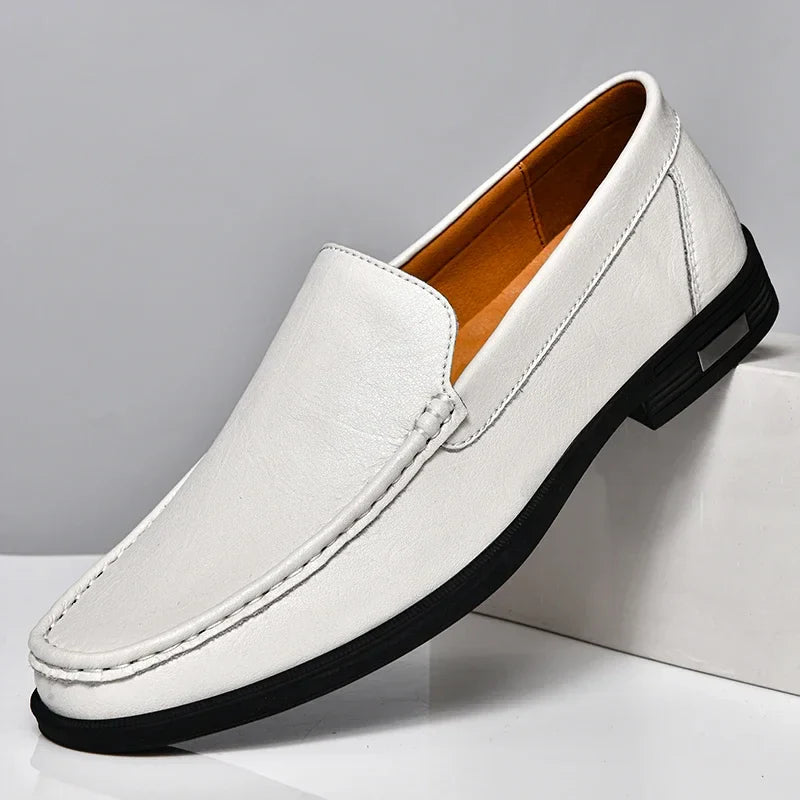 Men's Leather Slip-on Loafers Formal Shoes Office Wedding Moccasins