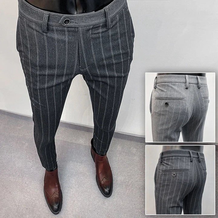 Men's Slim Fit Wool Mix Dress Trousers Formal Business Pants