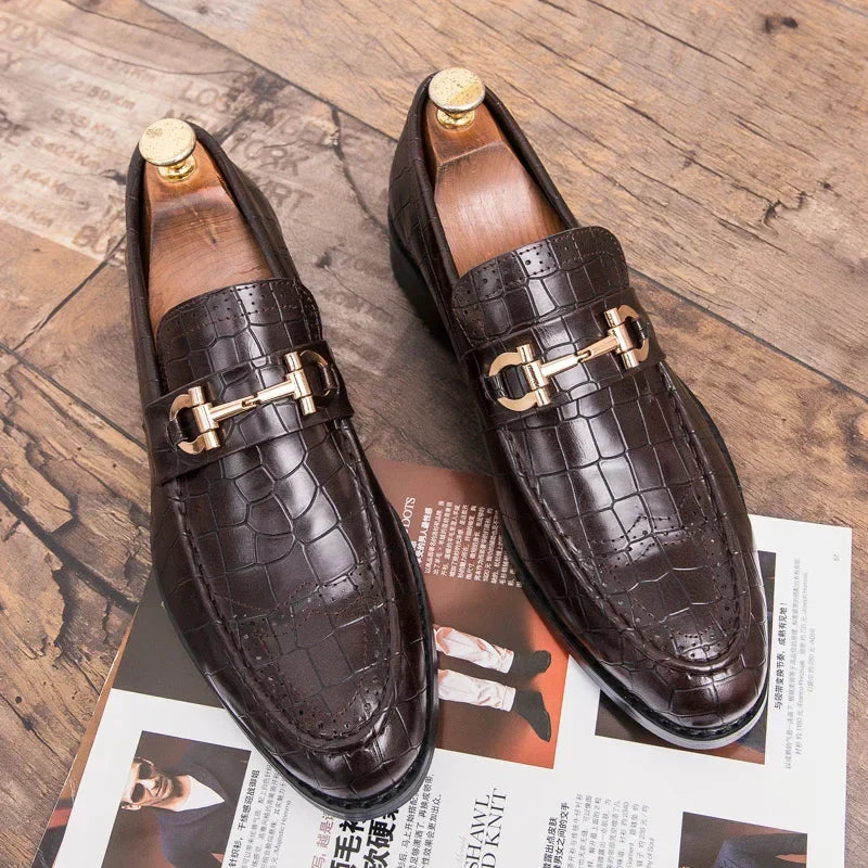 Men's Leather Slip-On Buckle Loafers