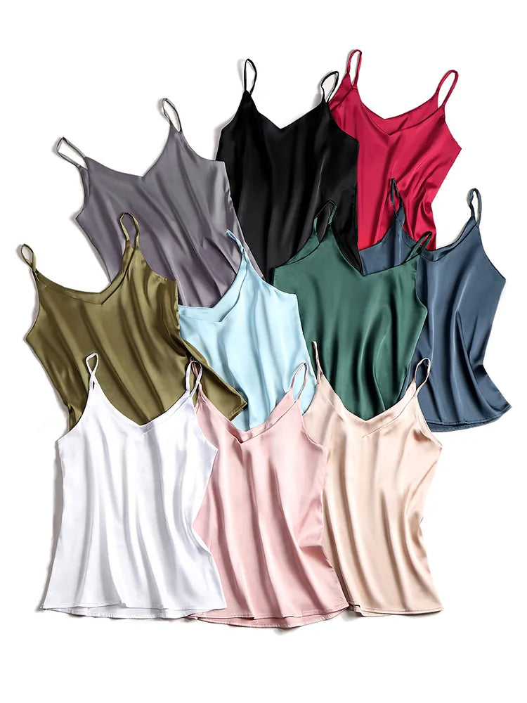 Women's Silk Camisole Sleeveless V-Neck Tank Top