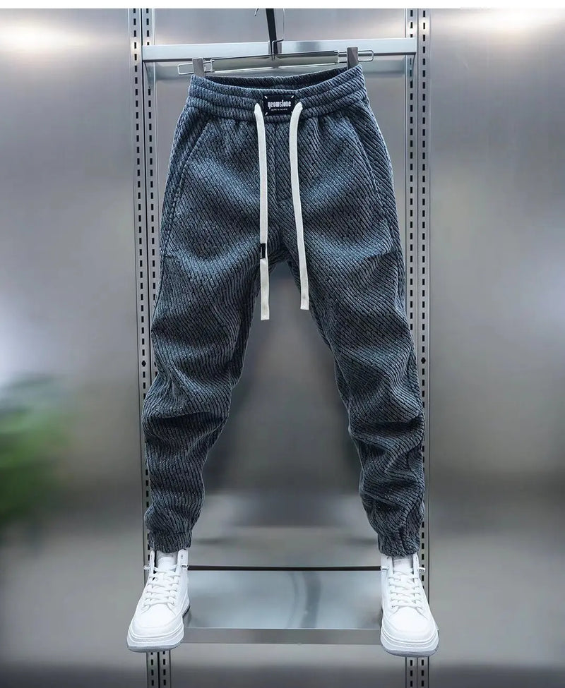 Men's Slim Fit Ribbed Knit Drawstring Jogger Pants