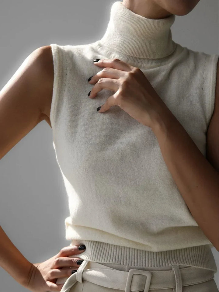 Women's Wool Turtleneck Sleeveless Tank Top
