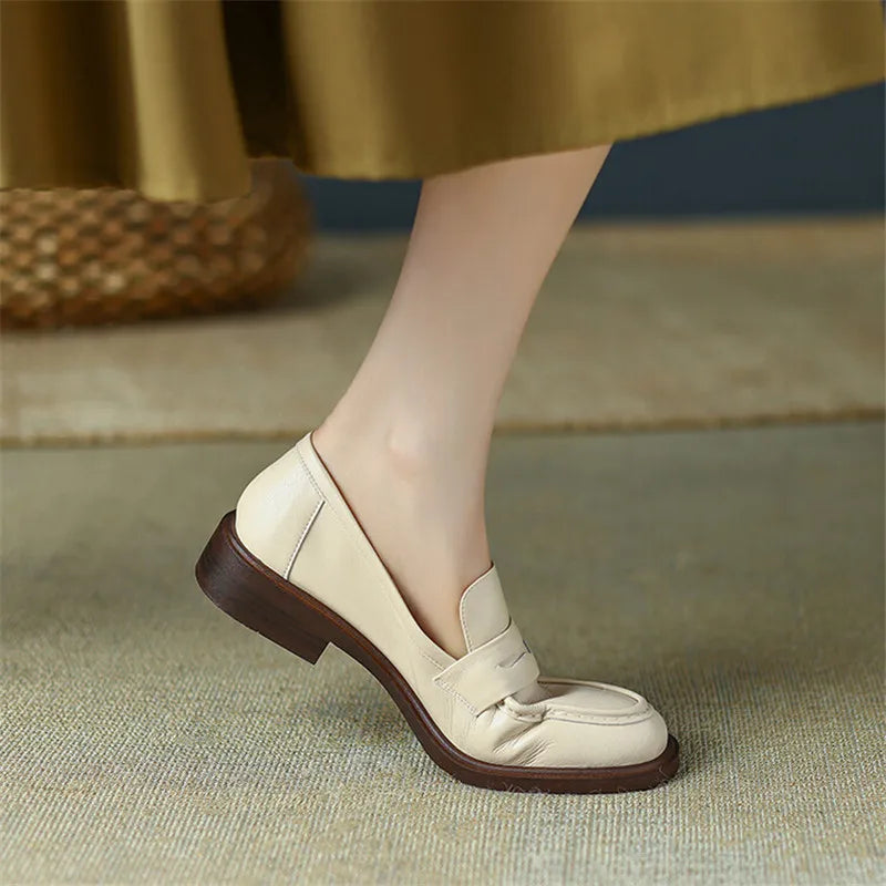 Γυναικεία δερμάτινα penny loafers, επίπεδα casual παπούτσια χωρίς κορδόνια