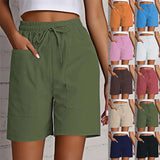 Women's Linen Blend Elastic Waist Casual Bermuda Shorts