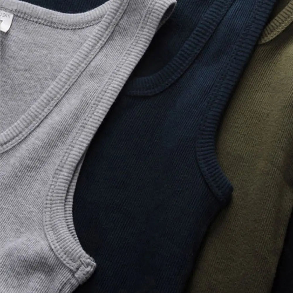 Men's Ribbed Knit Athletic Vest Undershirt Gym Tank Top
