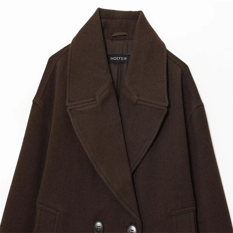 Women's Wool Double Breasted Cropped Coat