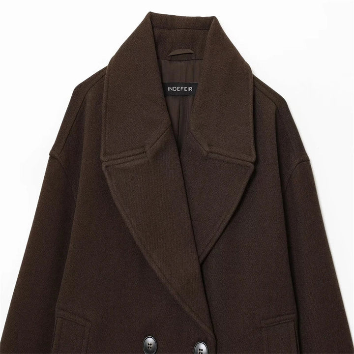 Women's Wool Double Breasted Cropped Coat