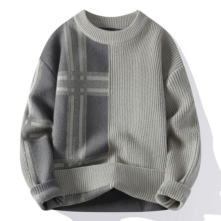 Męski sweter dziany oversize z okrągłym dekoltem