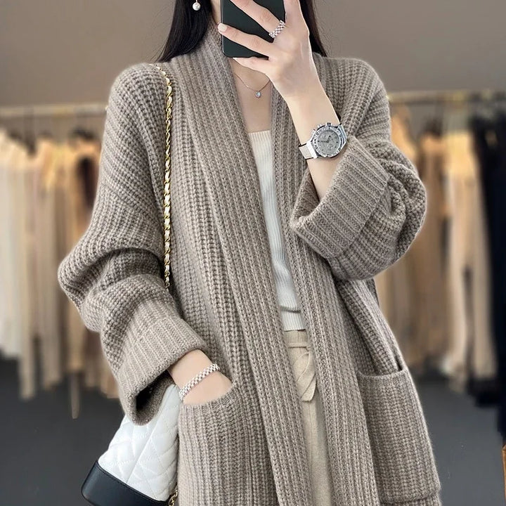 Women's Wool Knit Cardigan Jacket Oversized Sweater