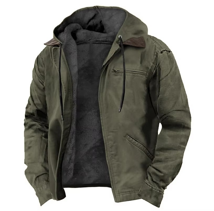 Veste tactique chaude à capuche en polaire pour homme, fermeture intégrale éclair, manteau épais