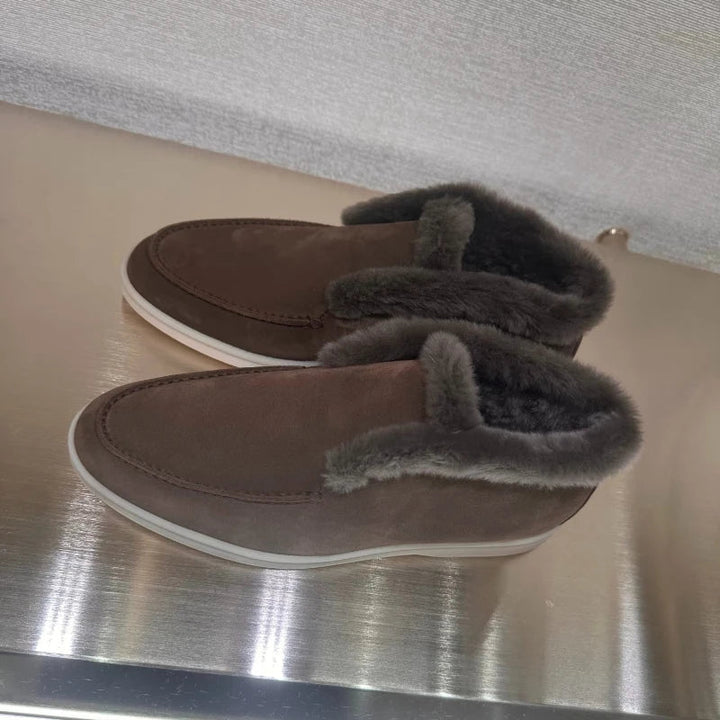 Bottines à enfiler pour femmes en daim doublées de polaire