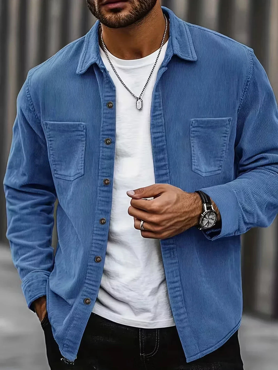 Men's Corduroy Long Sleeve Button-Down Shacket