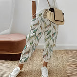 Women’s Linen Floral-Print Wide-Leg Trousers