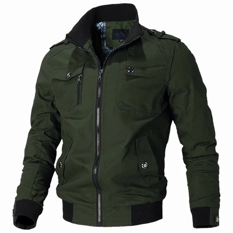 Men's Fleece Bomber Jacket Military Windbreaker Tactical Coat