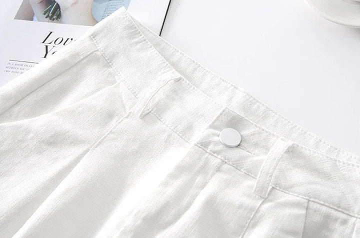 Women's Linen High Waisted Pleated Shorts