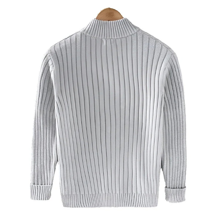 Veste cardigan en maille pour homme à fermeture éclair intégrale, col montant côtelé