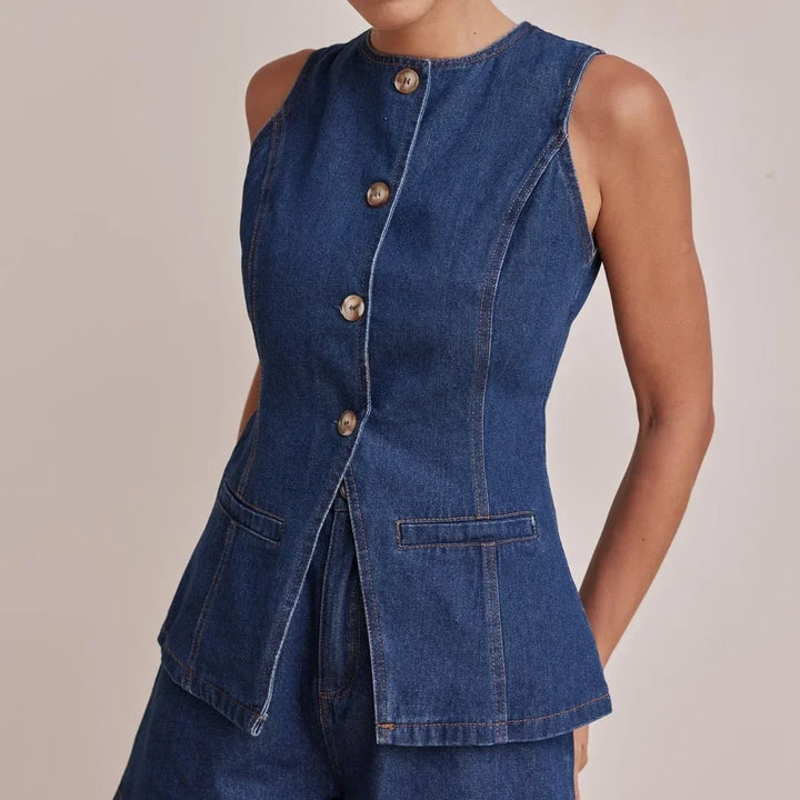 Short en jean pour femme, taille haute, coupe décontractée et ajustée
