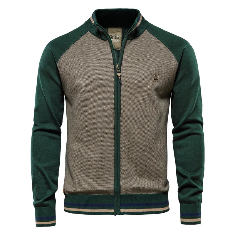 Men's Knit Zip Up Bomber Jacket Cardigan
