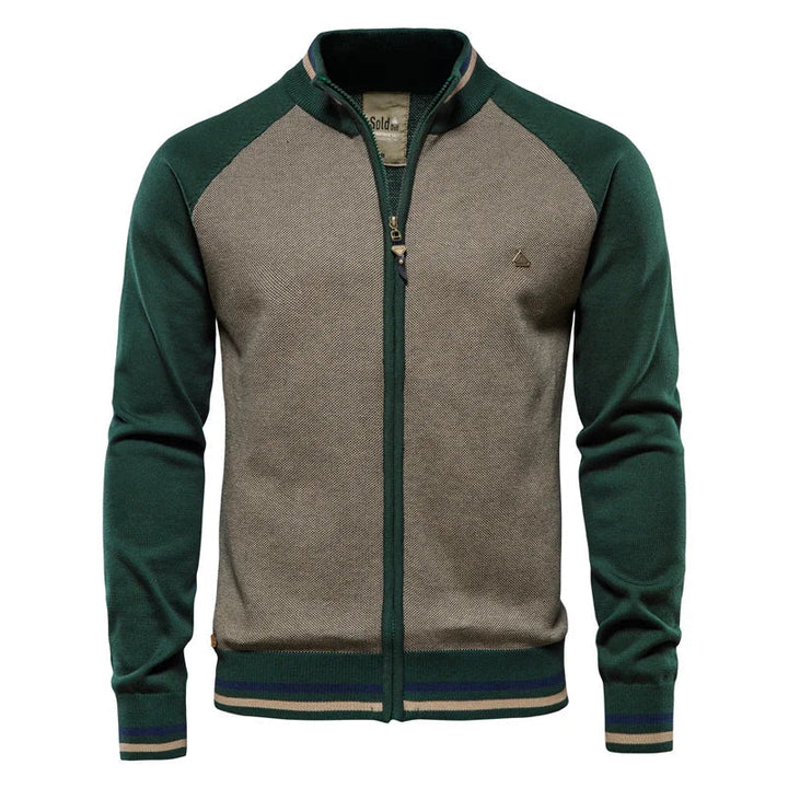 Men's Knit Zip Up Bomber Jacket Cardigan